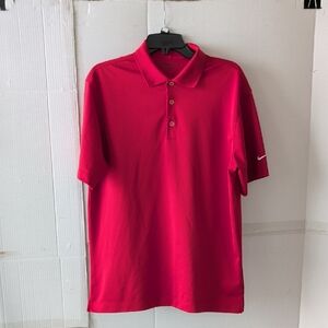 Nike Men’s Bright Red Polo Shirt with Swoosh SZ Med Drifit Golf Casual Comfy